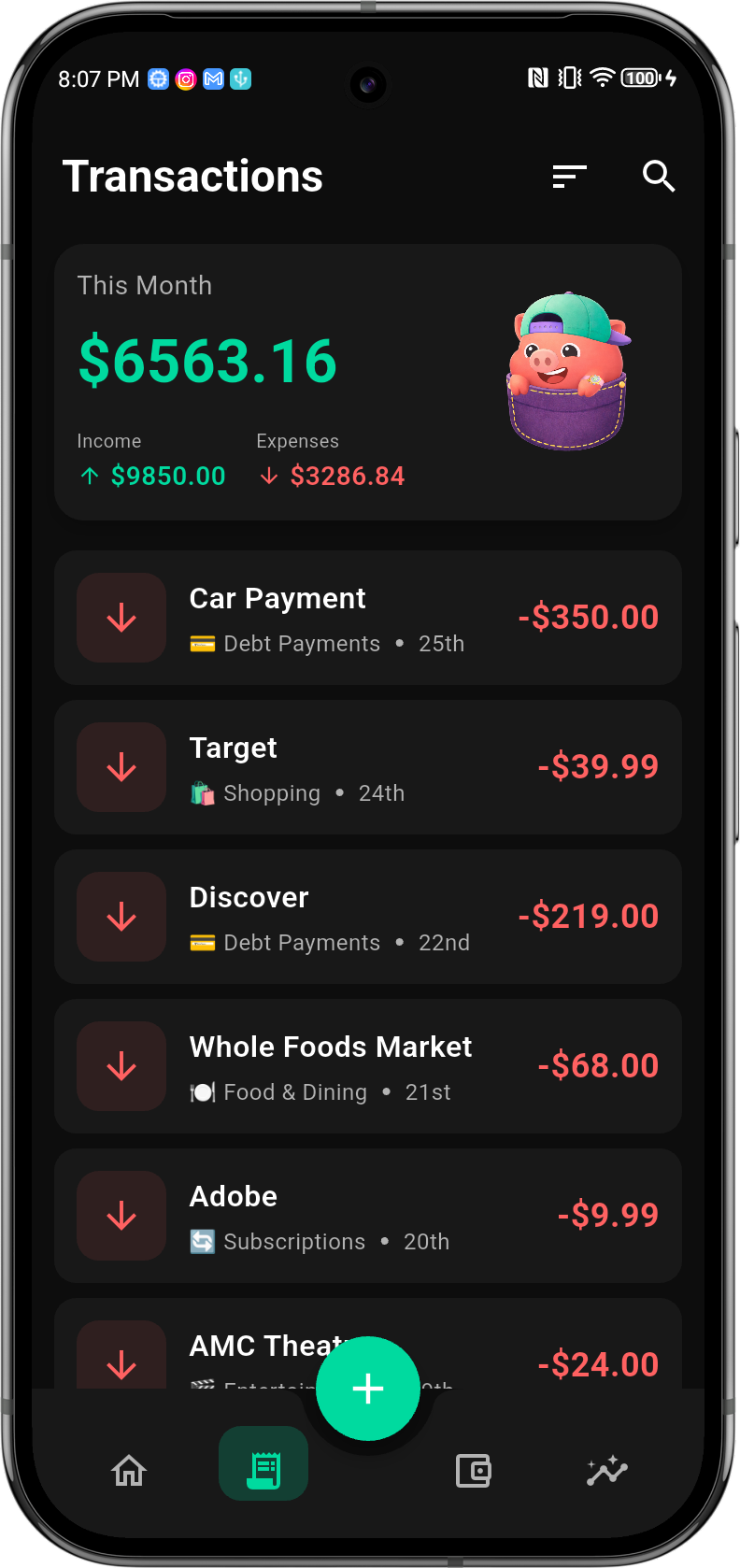 Auto-categorized transactions